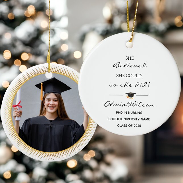 Adorno De Cerámica She Believed She Could Custom Photo Graduation (Subido por el creador)