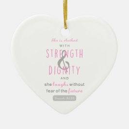 Adorno De Cerámica she is clothed with strength & dignity proverbs 31