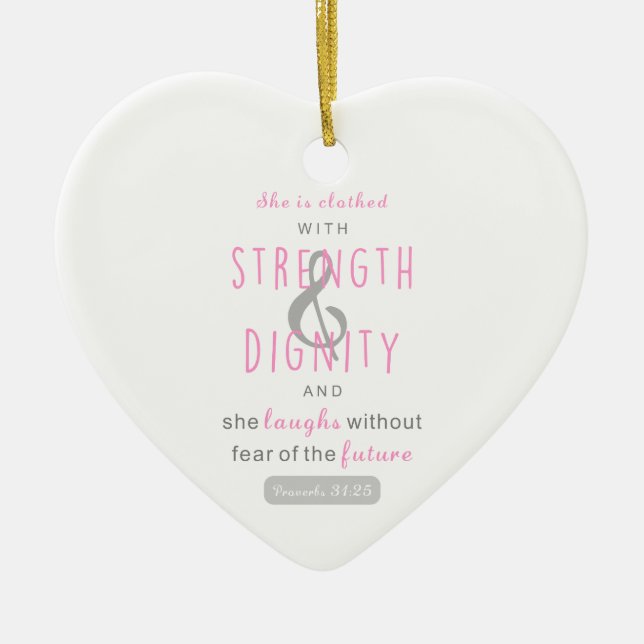 Adorno De Cerámica she is clothed with strength & dignity proverbs 31 (Frente)