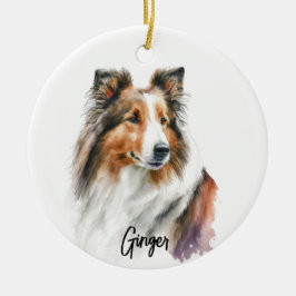 Adorno De Cerámica Sheltie Perro Raza Personalizada