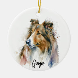 Adorno De Cerámica Sheltie Perro Raza Personalizada