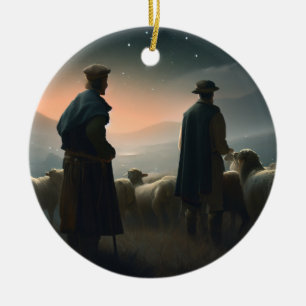 Adorno De Cerámica Shepard's observa a sus Navidades de rebaño