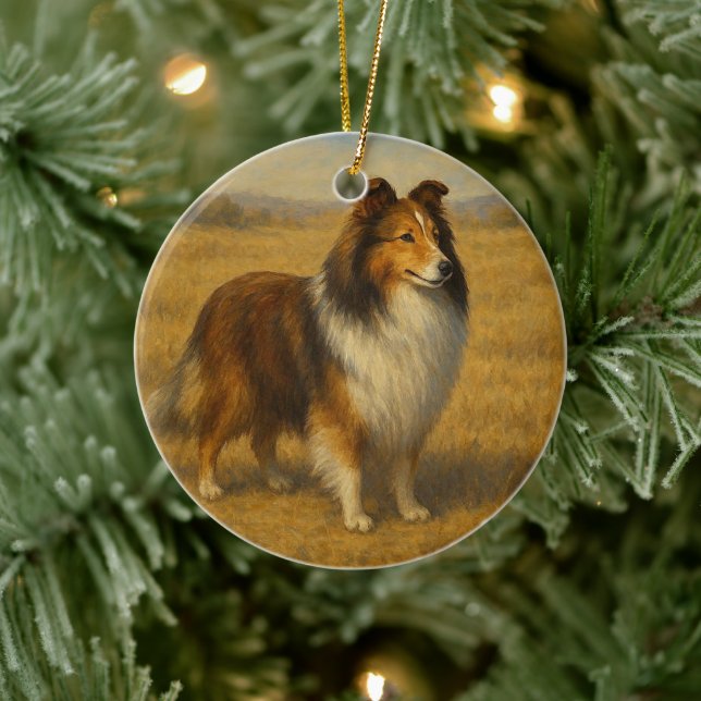 Adorno De Cerámica Shetland Sheepdog (Árbol)