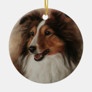 Adorno De Cerámica Shetland Sheepdog Sheltie sonriendo