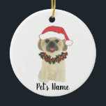 Adorno De Cerámica Shih Tsu personalizado (Blonde Tan Golden)<br><div class="desc">Haz la lista este año con un adorno de tu elfo shih tzu favorito!</div>