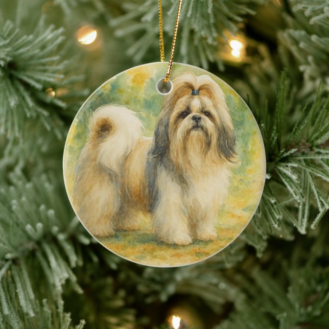 Adorno De Cerámica Shih Tzu (Árbol)