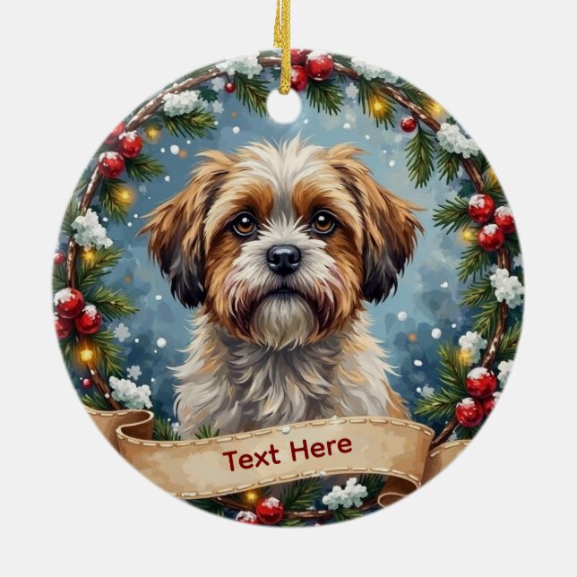 Adorno De Cerámica Shih Tzu Christmas (Atrás)