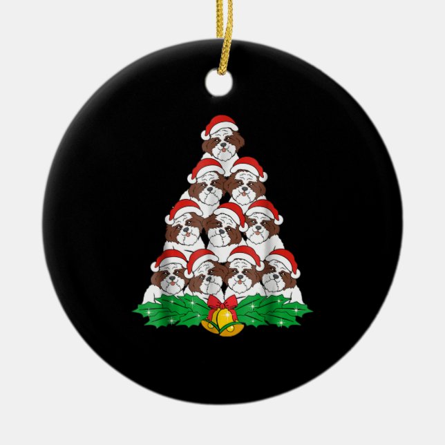 Adorno De Cerámica Shih Tzu Christmas Tree Dog Xmas Lover (Frente)