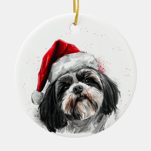 Adorno De Cerámica Shih Tzu Dog Christmas Personalized (Frente)