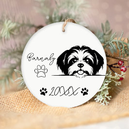 Adorno De Cerámica Shih Tzu Dog Nombre y año personalizado