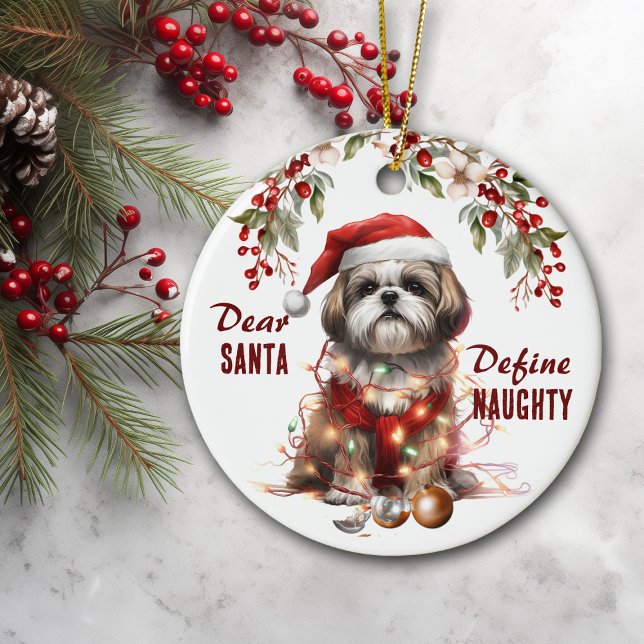 Adorno De Cerámica Shih Tzu gracioso define Navidades traviesos (Subido por el creador)
