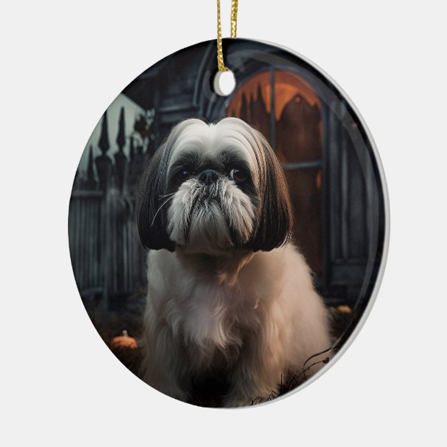 Adorno De Cerámica Shih Tzu Halloween Sasuy (Izquierda)