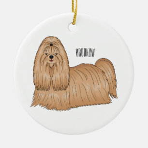 Adorno De Cerámica Shih tzu personalizado de pelo largo ilustracion