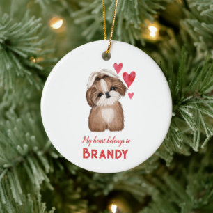 Adorno De Cerámica Shih Tzu Personalizó Mi Corazón