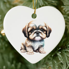Adorno De Cerámica Shih Tzu Puppy personalizado