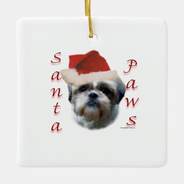 Adorno De Cerámica Shih Tzu Santa Paws (Anverso)