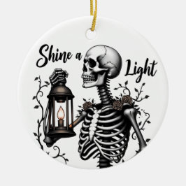 Adorno De Cerámica Shine a Light Skeleton Ornament