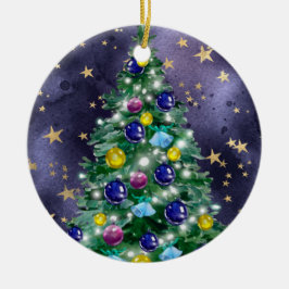 Adorno De Cerámica Shiny Christmas tree with bright colored baubles