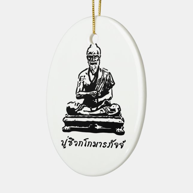 Adorno De Cerámica Shivago Komarpaj Buddha of Thai Massage (Izquierda)