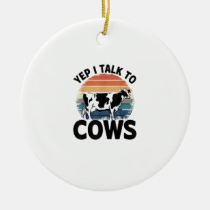 Adorno De Cerámica Sí, Hablo Con Vacas, Una Vejez Granjera De Leche