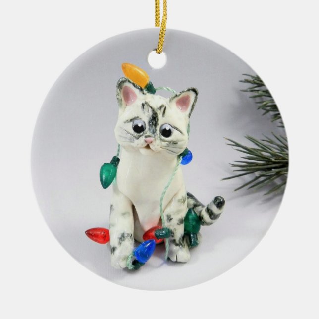 Adorno De Cerámica  Siamese Lynx Point Cat Ornament (Frente)