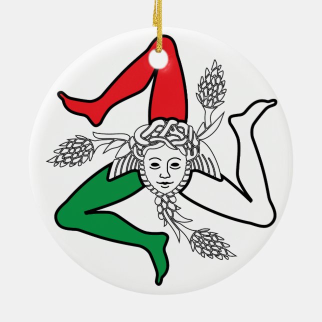 Adorno De Cerámica Sicilian Trinacria Medusa Emblem Italian Theme (Atrás)