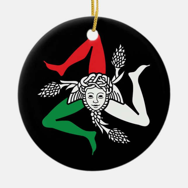 Adorno De Cerámica Sicilian Trinacria Medusa Emblem Italian Theme (Frente)