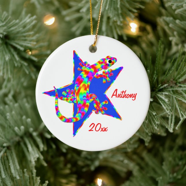 Adorno De Cerámica Sidney Salamander Star Navidades Keepsake Ornament (Árbol)