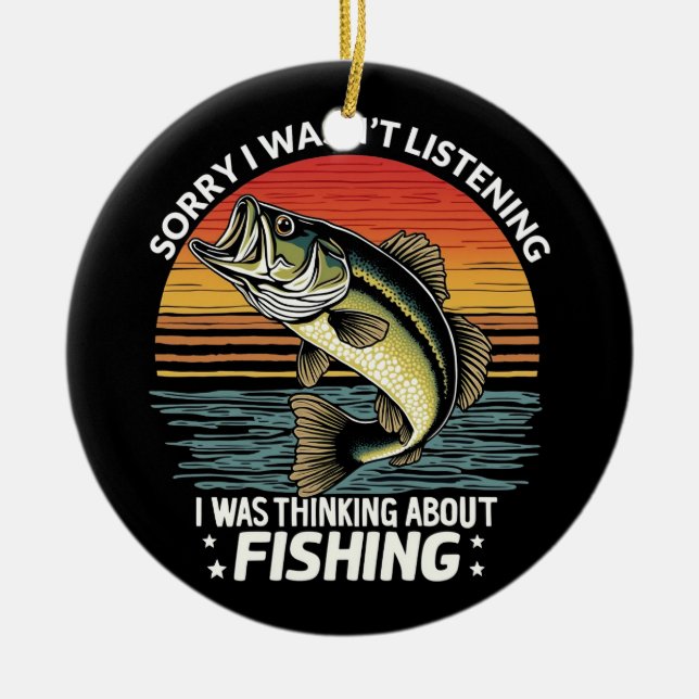 Adorno De Cerámica Siento no haber escuchado que pensaba en pescado (Frente)