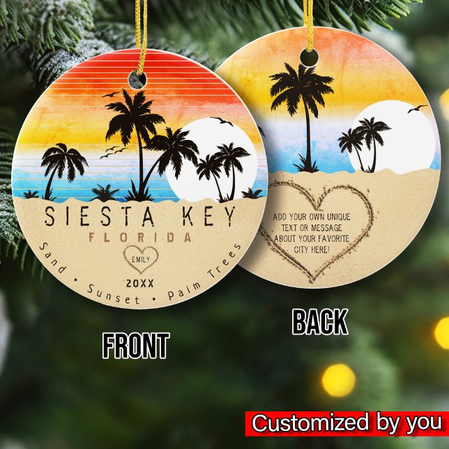 Adorno De Cerámica Siesta Key Florida Beach Retro Sunset Souvenir de  (Subido por el creador)