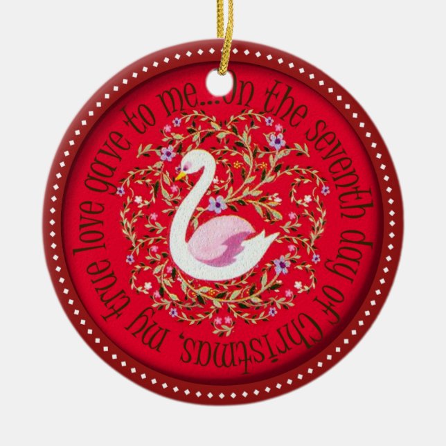 Adorno De Cerámica Siete cisnes aswimming (Frente)