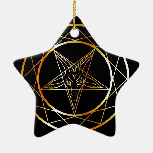 Adorno De Cerámica Sigil de oro de Baphomet (Frente)
