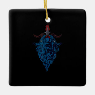 Adorno De Cerámica Sigilia De Cabra De Baphomet Del Gótico Oscuro De
