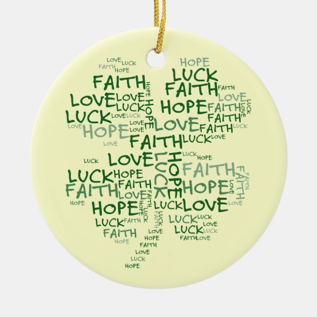 Adorno De Cerámica Significado del trébol de cuatro hojas: Esperanza, (Frente)