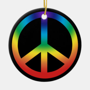 Adorno De Cerámica Signo de la paz en colores del arco iris