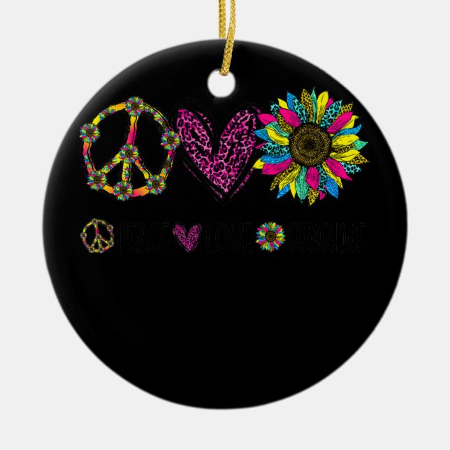 Adorno De Cerámica Signo de paz Amor Sunshine Cute Sunflower Gráfico (Frente)