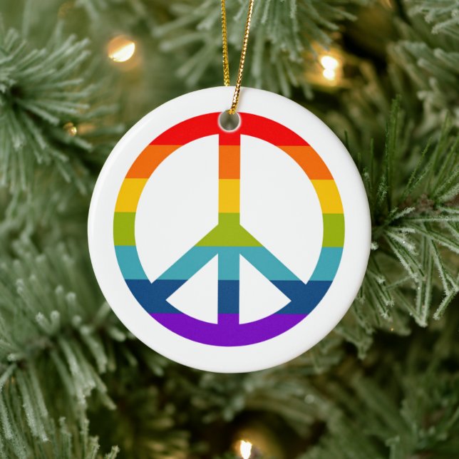 Adorno De Cerámica Signo de paz arcoiris (Árbol)
