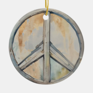 Adorno De Cerámica Signo de paz Arte de pintura acuarela