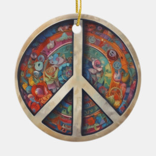 Adorno De Cerámica Signo de paz arte pop