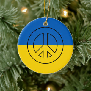 Adorno De Cerámica Signo de paz de bandera ucraniana