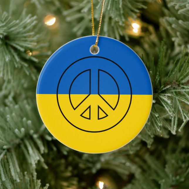Adorno De Cerámica Signo de paz de bandera ucraniana (Árbol)