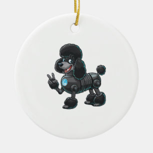 Adorno De Cerámica Signo de paz de Cyborg Poodle Robot