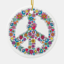Adorno De Cerámica Signo de paz de flor de texto personalizado