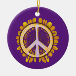Adorno De Cerámica Signo de paz de girasol Art Cut flor pacífica