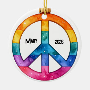 Adorno De Cerámica Signo de paz hippie personalizado de los 70
