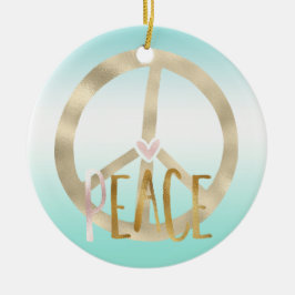 Adorno De Cerámica Signo de paz rosa dorado cita Inspiradora
