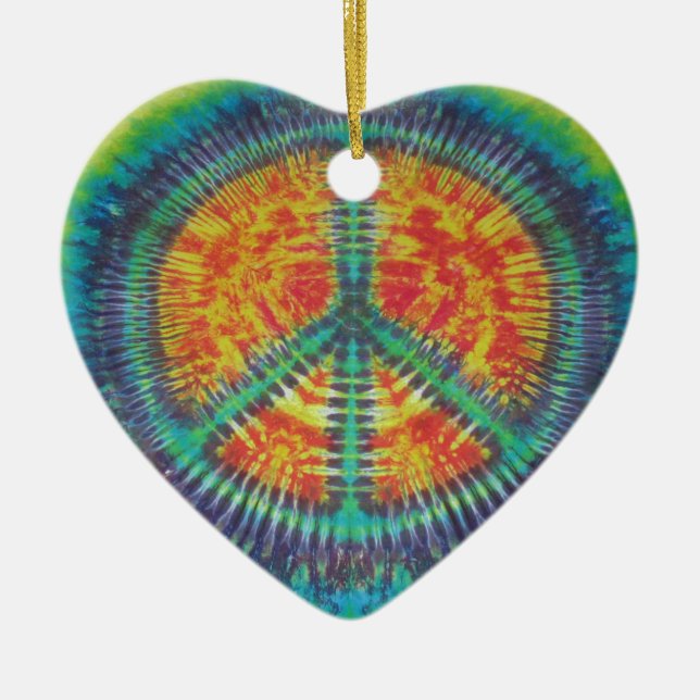 Adorno De Cerámica Signo de paz Tie Dye PhatDyes (Frente)
