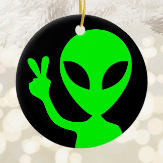 Adorno De Cerámica Signo de Paz Verde Alien