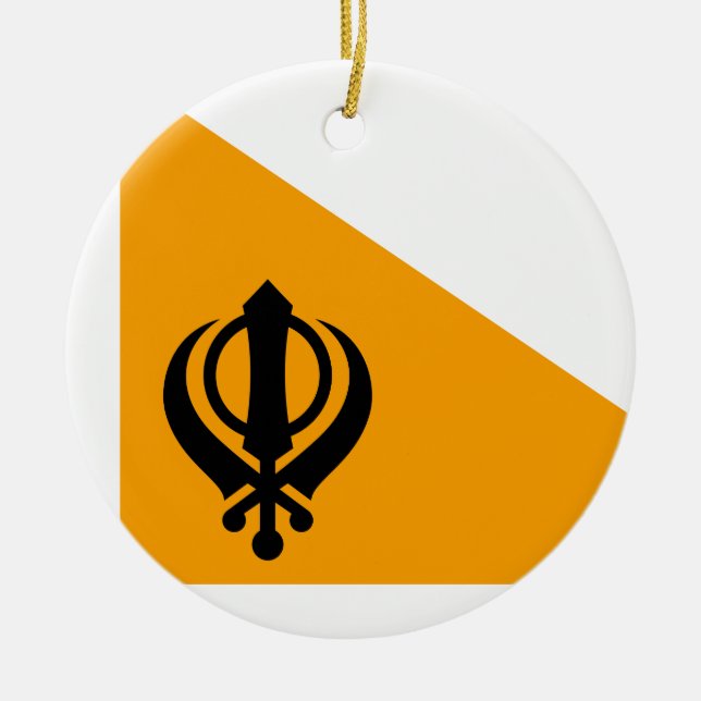Adorno De Cerámica Sikhism santo sikh Nishan Sahib de la bandera de (Frente)