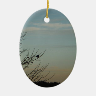 Adorno De Cerámica Silhouette Blue Bird Powder Blue Sky